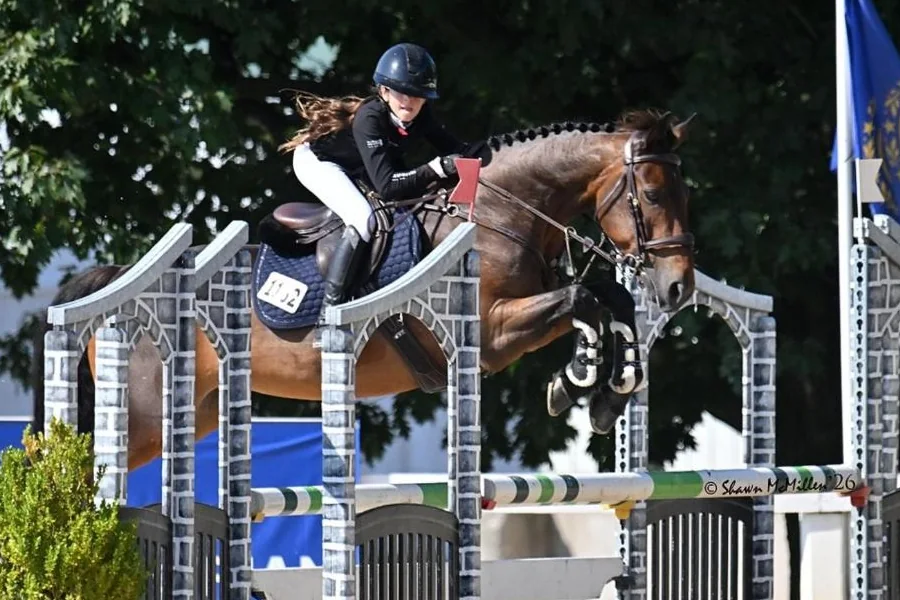 Sharky clearing a fence at the Kentucky Horse Park